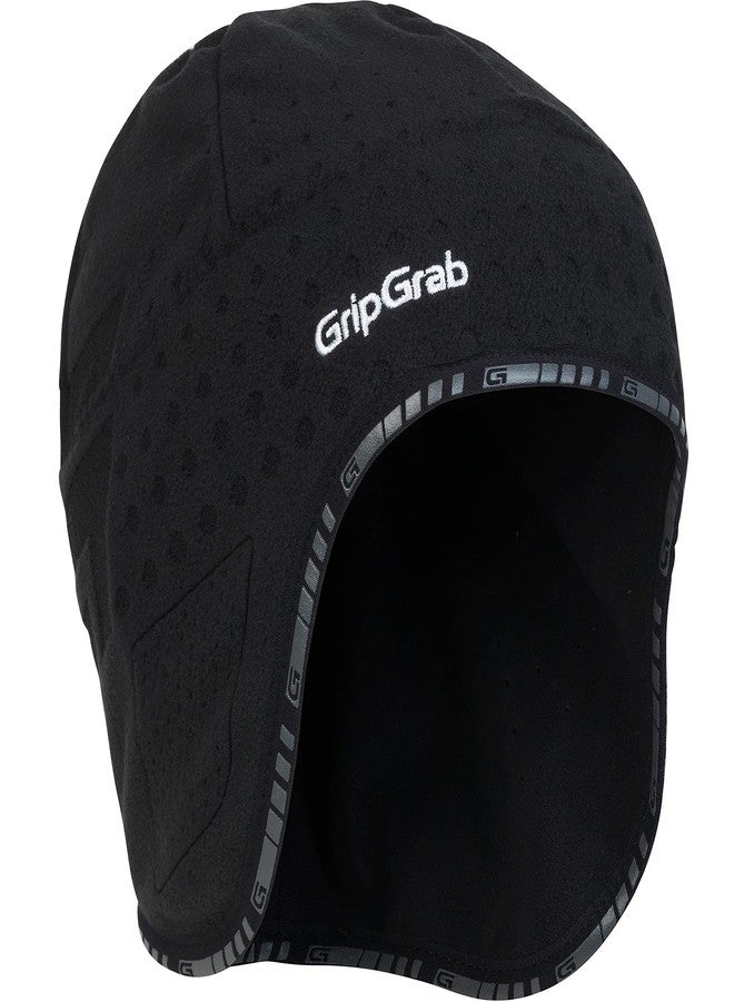 GripGrab قبعة GripGrab Aviator سوداء مقاومة للرياح، قبعة حرارية للدراجات الهوائية، تُلبس تحت الخوذة، غطاء للأذنين، مناسبة للارتداء تحت الخوذة. - Image 1